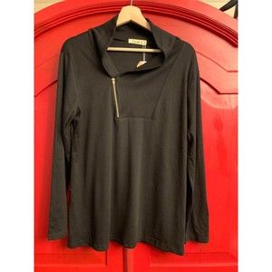 NWT Cyanstyle Black Asymmetric Zip Collar Shirt Cowl Long Sleeve Light Size M